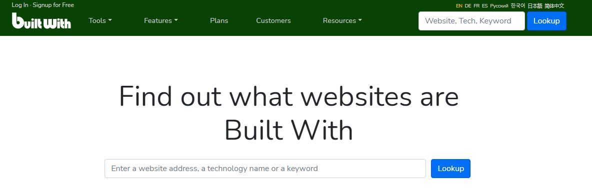 BuiltWith.com lookup